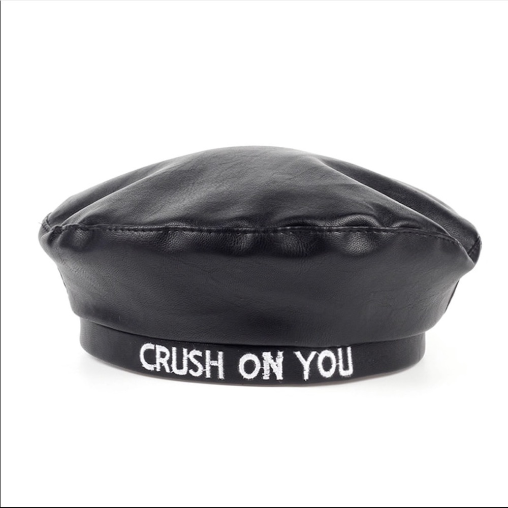 Leather Black Beret